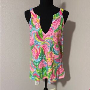Lilly Pulitzer Vibrant Pink and Green Women's Top XL